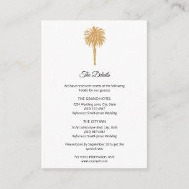 Tarjeta De Recepción Boda de destino de palmeras de oro de playa tropic