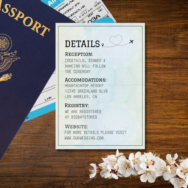 Tarjeta De Recepción Boda de destino de Passport (Subido por el creador)
