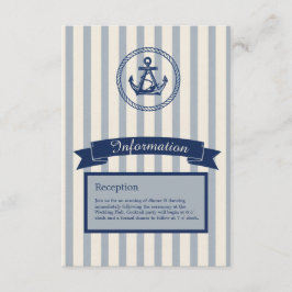 Tarjeta De Recepción boda de destino marítimo con franja azul Anchor