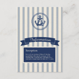 Tarjeta De Recepción boda de destino marítimo con franja azul Anchor
