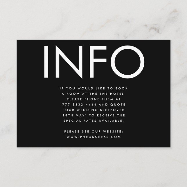 Tarjeta De Recepción Boda de detalles de Big Bold Names ultramodernos (Anverso)