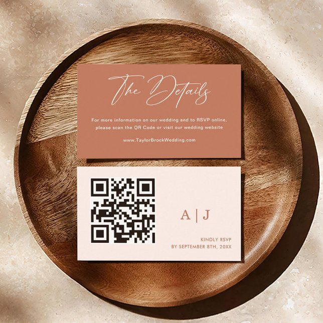 Tarjeta De Recepción Boda de detalles de Boho Rust Terracotta (Subido por el creador)