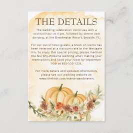 Tarjeta De Recepción Boda de detalles de calabaza de otoño rusa