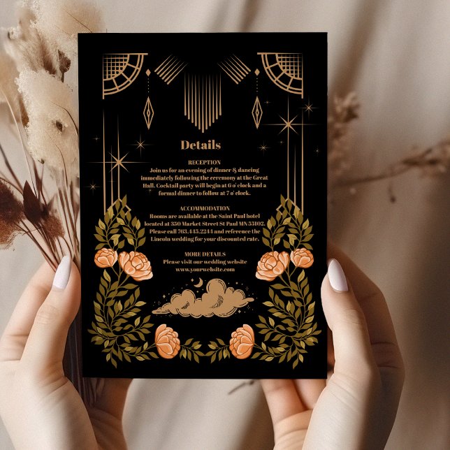 Tarjeta De Recepción Boda de detalles de estrellas negras celestes de m (Subido por el creador)