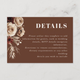 Tarjeta De Recepción Boda de detalles de flores de Boho moderno