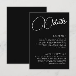 Tarjeta De Recepción Boda de detalles de guiones Minimalistas en blanco