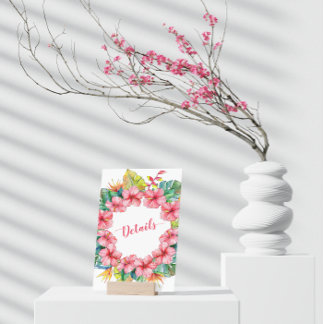 Tarjeta De Recepción Boda de detalles de Hibiscus Tropical Hawaiano