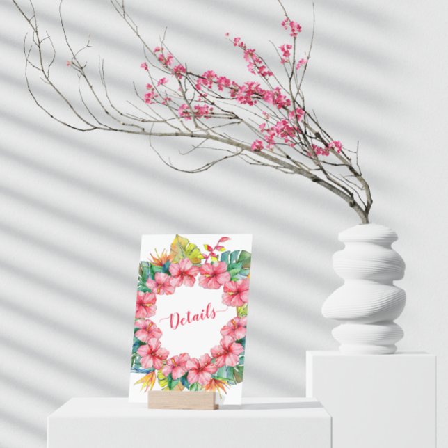 Tarjeta De Recepción Boda de detalles de Hibiscus Tropical Hawaiano (Subido por el creador)