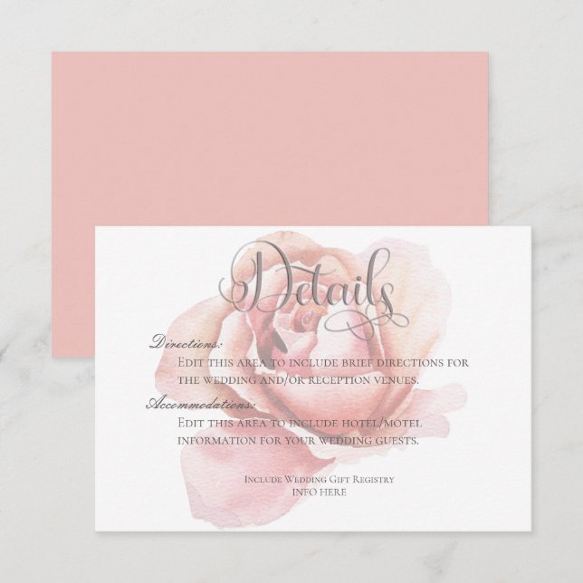 Tarjeta De Recepción Boda de detalles de las flores rosebud simples (Anverso / Reverso)