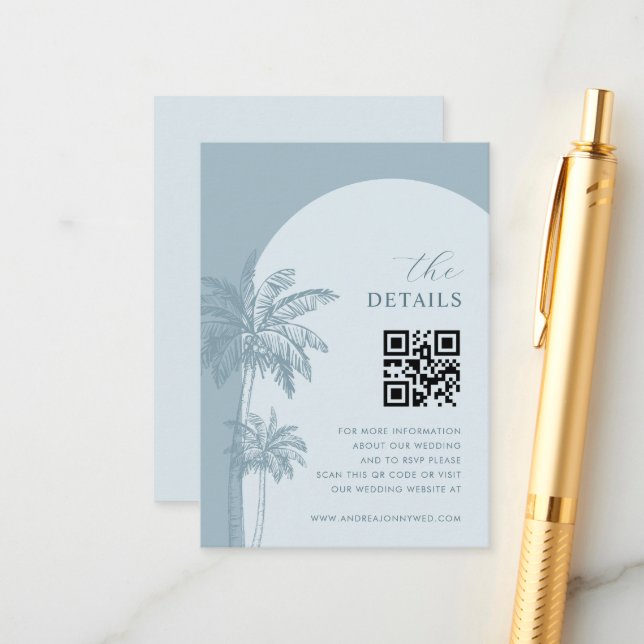 Tarjeta De Recepción Boda de detalles del código QR de los árboles de p (Anverso/Reverso In Situ)