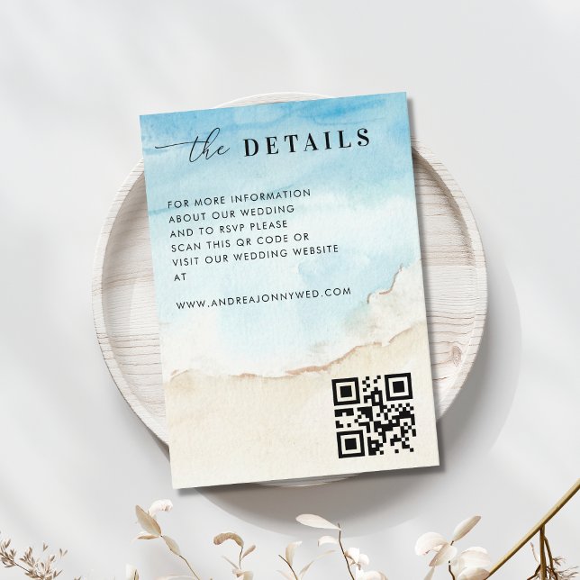 Tarjeta De Recepción Boda de detalles del código QR del Océano marítimo (Subido por el creador)