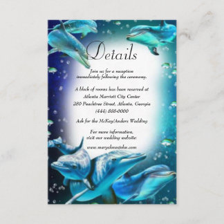 Tarjeta De Recepción Boda de detalles del delfín del tema de la playa