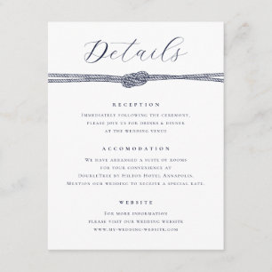 Tarjeta De Recepción Boda de detalles elegante de Nautical Rope Knot