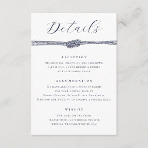 Tarjeta De Recepción Boda de detalles elegante de Nautical Rope Knot