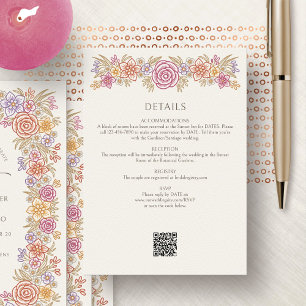 Tarjeta De Recepción Boda de detalles florales en otoño