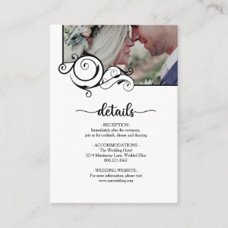 Tarjeta De Recepción Boda de detalles fotográficos de caligrafía elegan