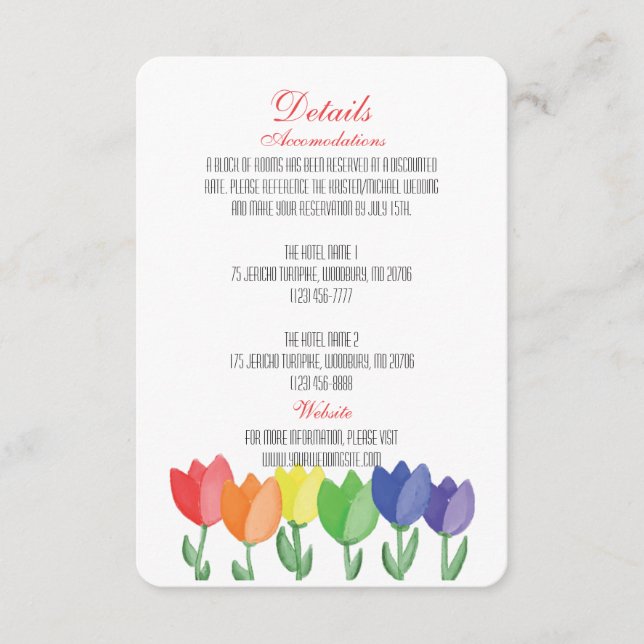 Tarjeta De Recepción Boda DE DETALLES LÁBICOS GAY FLOWER Rainbow FLOWER (Anverso)