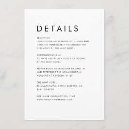 Tarjeta De Recepción Boda de detalles mínimos de Moda moderna