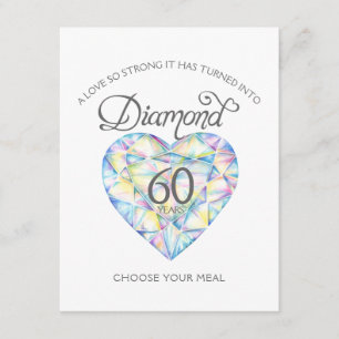 Tarjeta De Recepción Boda de diamantes Aniversario elección de la comid
