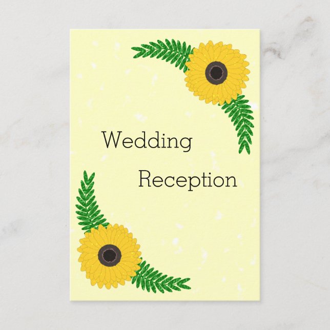 Tarjeta De Recepción Boda de diseño de girasol amarillo (Anverso)