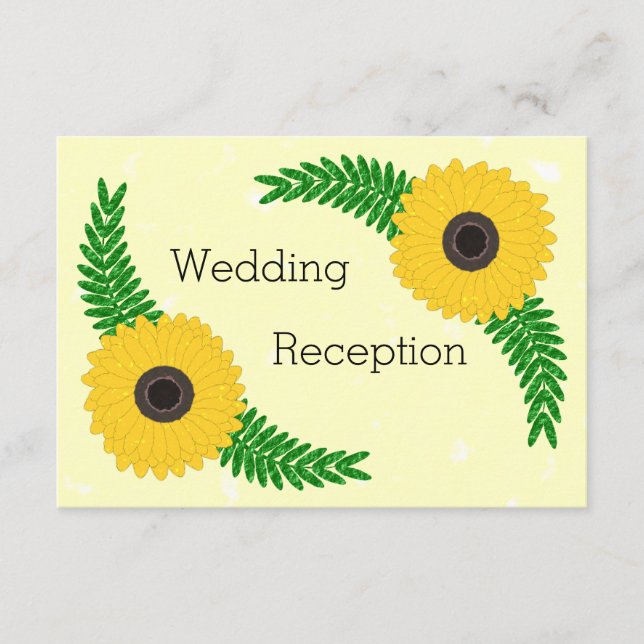 Tarjeta De Recepción Boda de diseño de girasol amarillo (Anverso)