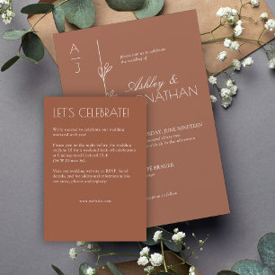 Tarjeta De Recepción Boda de divisor de flores orgánico moderno