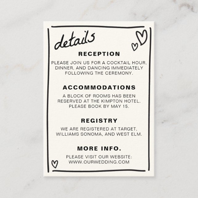 Tarjeta De Recepción Boda de Drake Together (Anverso)