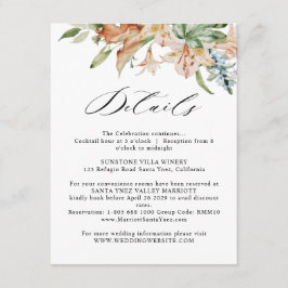 Tarjeta De Recepción Boda de Earts Blooms detalla blanco y verde