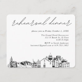 Tarjeta De Recepción Boda de El Paso Elegante Cena de Ensayos