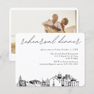Tarjeta De Recepción Boda de El Paso Elegante Cena de Ensayos