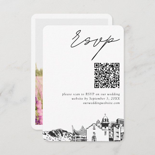 Tarjeta De Recepción Boda de El Paso Moderno RSVP Código QR (Anverso / Reverso)
