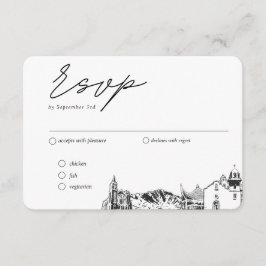 Tarjeta De Recepción Boda de El Paso opción tradicional de comidas RSVP