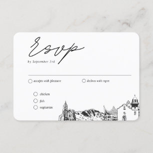 Tarjeta De Recepción Boda de El Paso opción tradicional de comidas RSVP