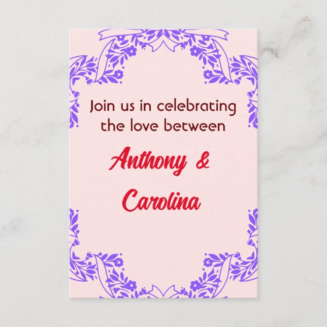 Tarjeta De Recepción Boda de elegancia floral de amor floreciente (Anverso)