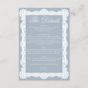 Tarjeta De Recepción Boda de encaje victoriano elegante vintage azul po