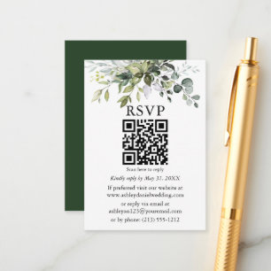 Tarjeta De Recepción Boda de energía de color de agua QR RSVP