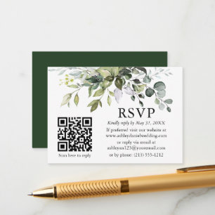 Tarjeta De Recepción Boda de energía de color de agua QR RSVP