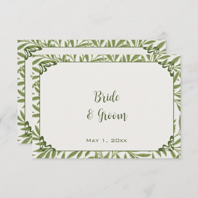 Tarjeta De Recepción Boda de época, patrón de hojas salvajes victoriana (Anverso / Reverso)
