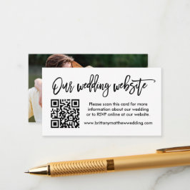Tarjeta De Recepción Boda de escritura de pincel moderno Web QR Photo