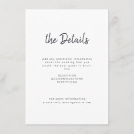 Tarjeta De Recepción Boda de escritura manuscrita minimalista en blanco