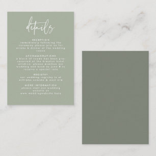 Tarjeta De Recepción Boda de escritura manuscrita verde mínima