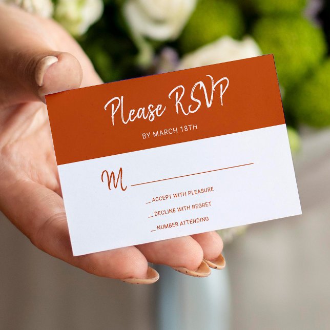 Tarjeta De Recepción Boda de escritura moderna y simple de terracota RS (Subido por el creador)