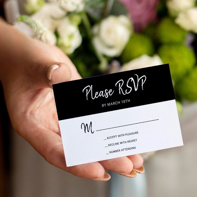 Tarjeta De Recepción Boda de escritura simple moderna en blanco y negro (Subido por el creador)