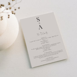 Tarjeta De Recepción Boda de escritura y monograma moderno y elegante