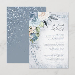 Tarjeta De Recepción Boda de espárragos florales Detalles Dusty Blue ID