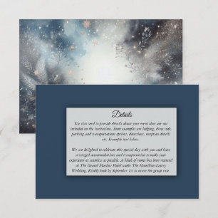 Tarjeta De Recepción Boda de espuma de invierno celestial de medianoche