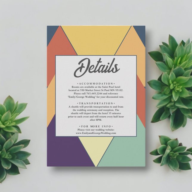 Tarjeta De Recepción Boda de estilo geométrico moderno mínimo (Subido por el creador)