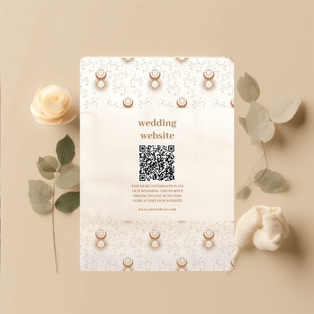 Tarjeta De Recepción Boda de Estrellas Celestiales de Oro Místico (Subido por el creador)
