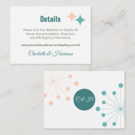 Tarjeta De Recepción Boda de estreno atómico de mediados de siglo moder