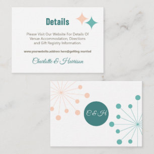 Tarjeta De Recepción Boda de estreno atómico de mediados de siglo moder